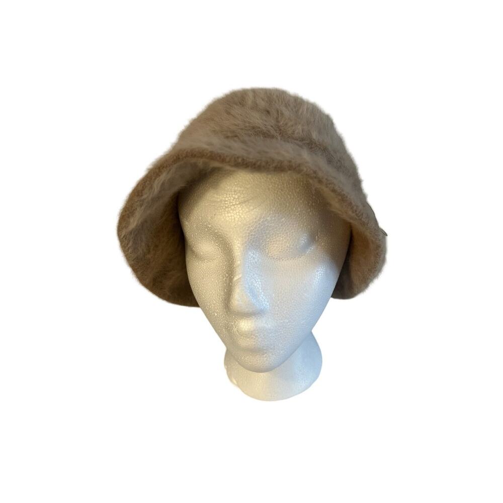 Vintage Kangol Angora Rabbit Fur Hat Made in England Furgora Tan Bucket Fuzzy